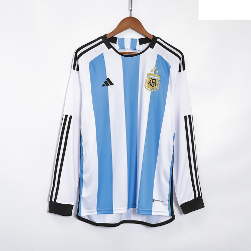 CAMISETA ARGENTINA LOCAL 3 ESTRELLAS MANGA LARGA 2022 - La Casa del Fútbol